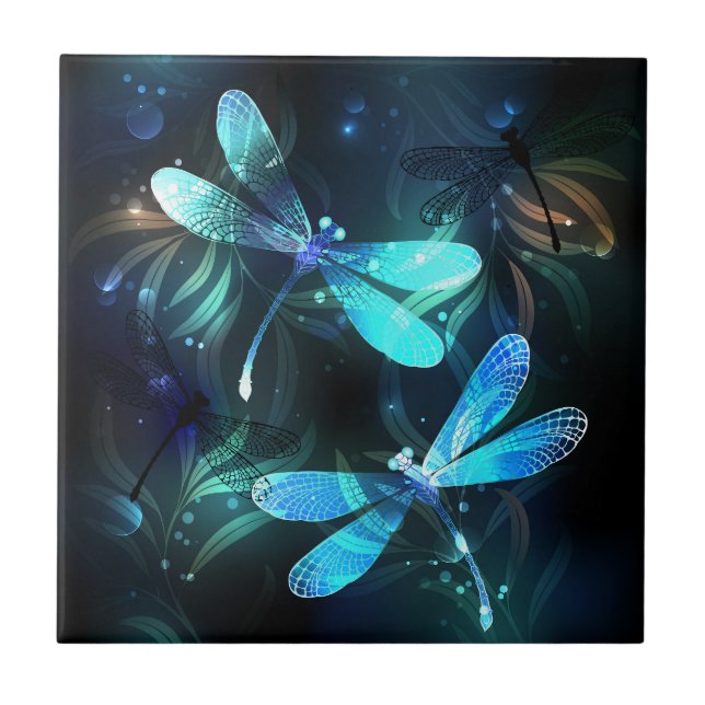 Lake Glowing Dragonflies Tile (Front)