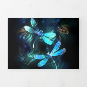 Lake Glowing Dragonflies Tri-Fold Holiday Card