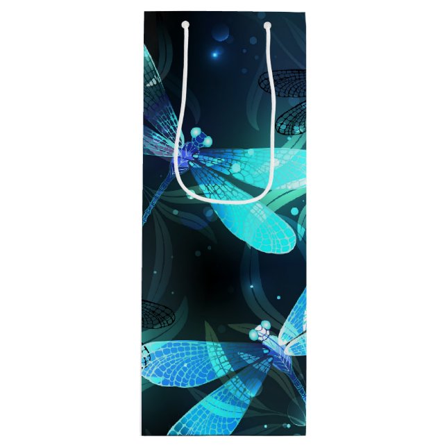 Lake Glowing Dragonflies Wine Gift Bag (Front)