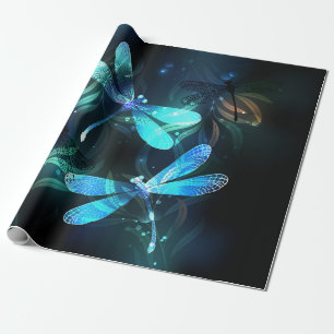 Lake Glowing Dragonflies Wrapping Paper