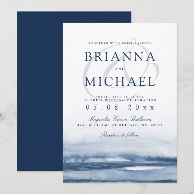Lake Harbour | Invitation de mariage du matin (Devant / Derrière)