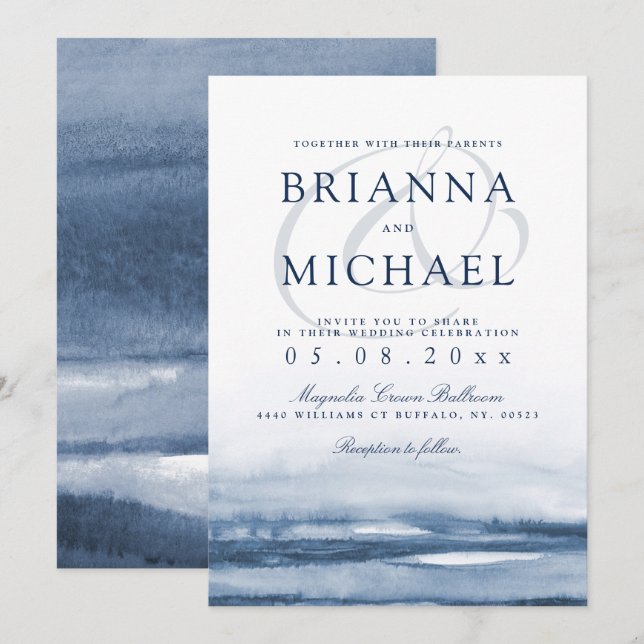 Lake Harbour Morning Wedding Invitation (Front/Back)