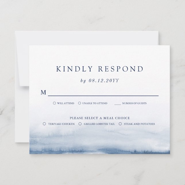 Lake Harbour Wedding Light Blue RSVP | Meals (Front)