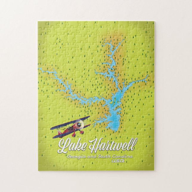 lake Hartwell Georgia and South Carolina USA map Jigsaw Puzzle (Vertical)