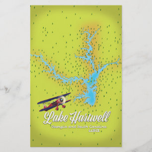 lake Hartwell Georgia and South Carolina USA map Stationery