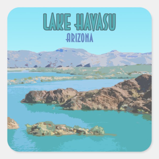 Lake Havasu Arizona Vintage Square Sticker (Front)