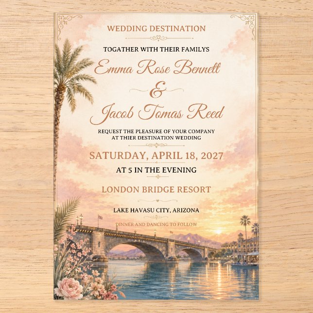 Lake Havasu Destination Wedding Invitation (Front)