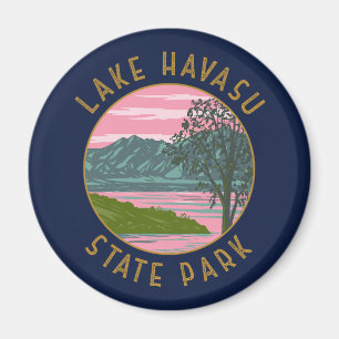 Lake Havasu State Park Retro Distressed Circle Magnet