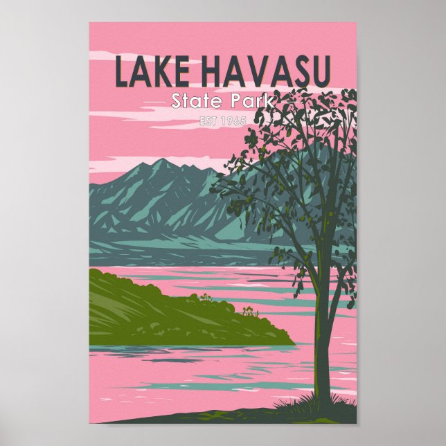 Lake Havasu State Park Travel Art Vintage Poster (Front)