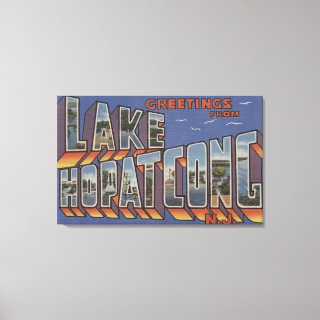 Lake Hopatcong, New Jersey - Large Letter Scenes Canvas Print (Front)