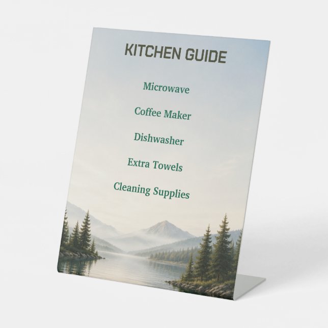 Lake House Airbnb Kitchen Guide Sign (Front)