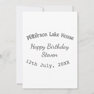 Lake house beach happy birthday add name date year invitation