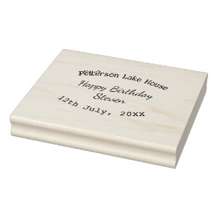 Lake house beach happy birthday add name date year rubber stamp