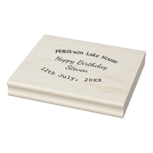 Lake house beach happy birthday add name date year rubber stamp (Stamp)