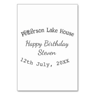 Lake house beach happy birthday add name date year table number