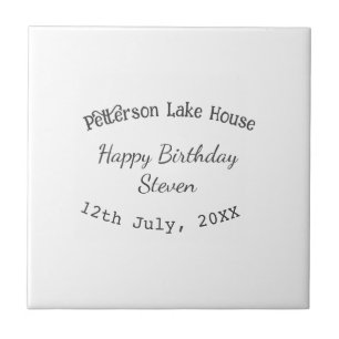 Lake house beach happy birthday add name date year tile