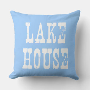 Lake House Blue Throw Pillow