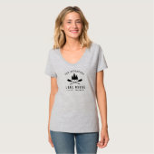 Lake House Boat Oars Trees Family Name V-Neck T-Shirt (Front Full)
