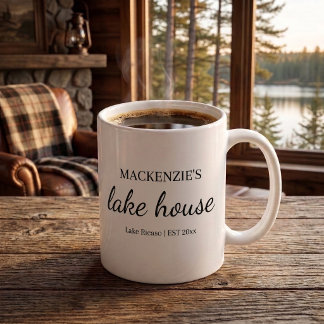Lake House Chic Simple Typography Personalized Coffee Mug