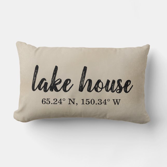 Lake House Custom Coordinates Lumbar Pillow (Front)
