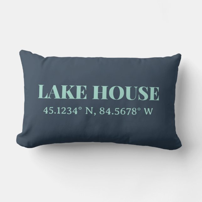 Lake House Custom Coordinates Lumbar Pillow (Front)