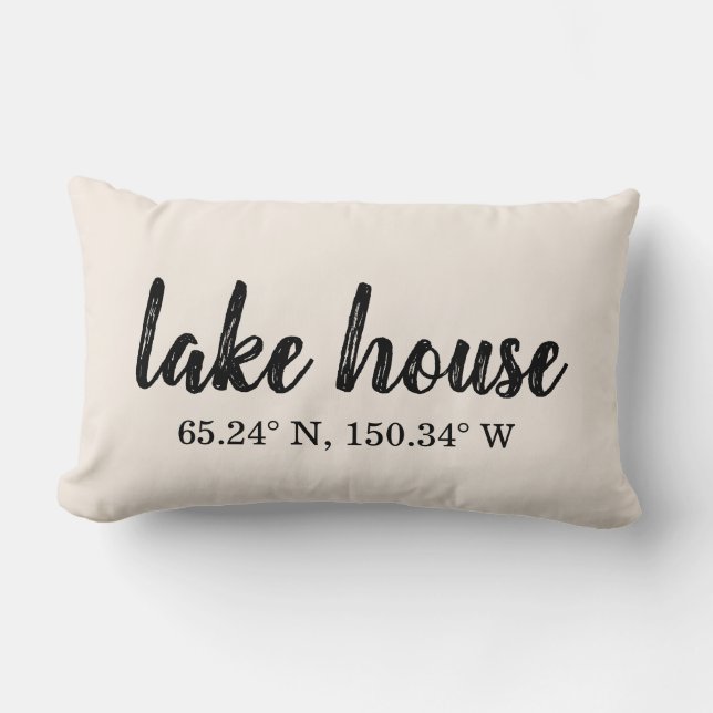 Lake House Custom Coordinates Lumbar Pillow (Front)