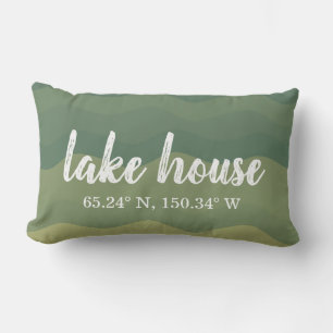 Lake House Custom Coordinates Lumbar Pillow