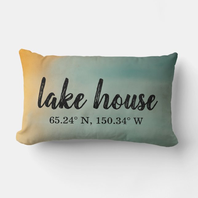 Lake House Custom Coordinates Lumbar Pillow (Front)