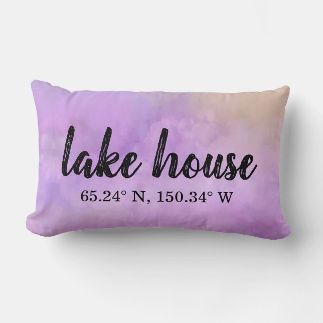Lake House Custom Coordinates Lumbar Pillow (Front)