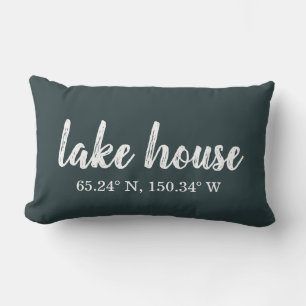 Lake House Custom Coordinates Lumbar Pillow