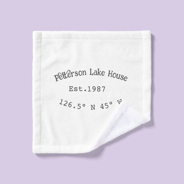 Lake house et. Date année coordonnées personnalisé (Gant de toilette)