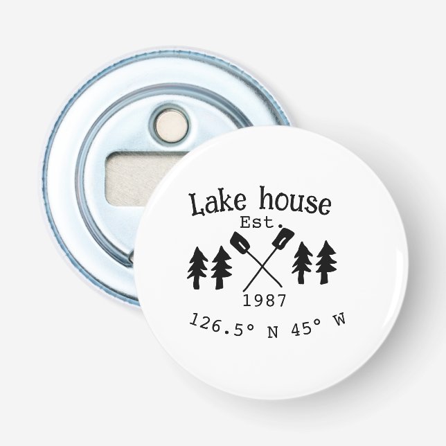 Lake house ets. Date year custom coordinates add n Bottle Opener (Front)