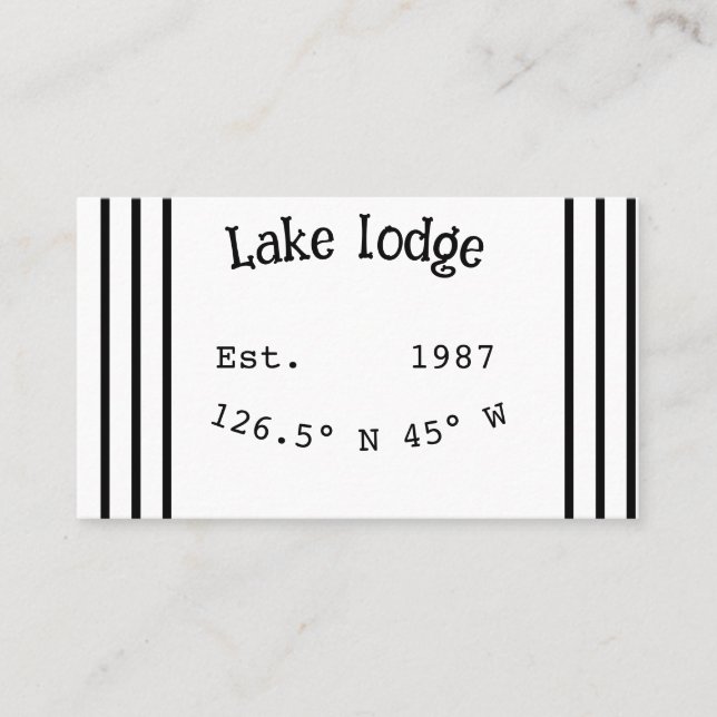Lake house ets. Date year custom coordinates add n Business Card (Front)