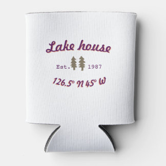 Lake house ets. Date year custom coordinates add n Can Cooler