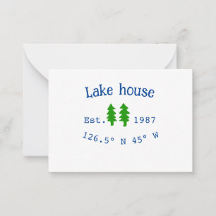 Lake house ets. Date year custom coordinates add n Card