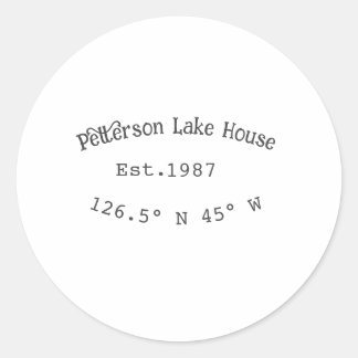 Lake house ets. Date year custom coordinates add n Classic Round Sticker