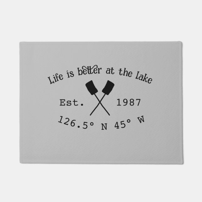 Lake house ets. Date year custom coordinates add n Doormat (Front)