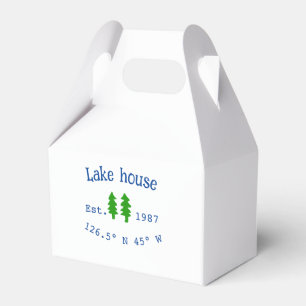 Lake house ets. Date year custom coordinates add n Favor Box