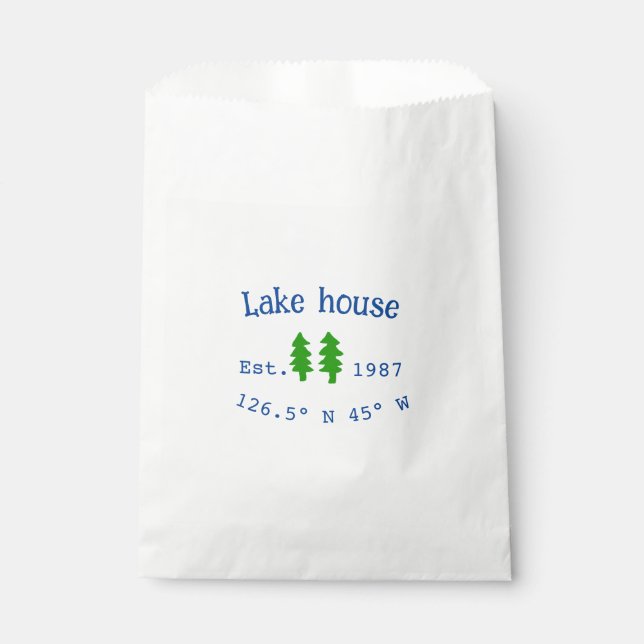 Lake house ets. Date year custom coordinates add n Favour Bag (Front)