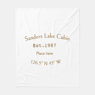 Lake house ets. Date year custom coordinates add n Fleece Blanket
