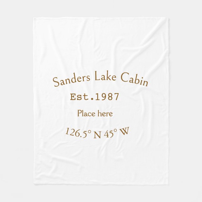 Lake house ets. Date year custom coordinates add n Fleece Blanket (Front)