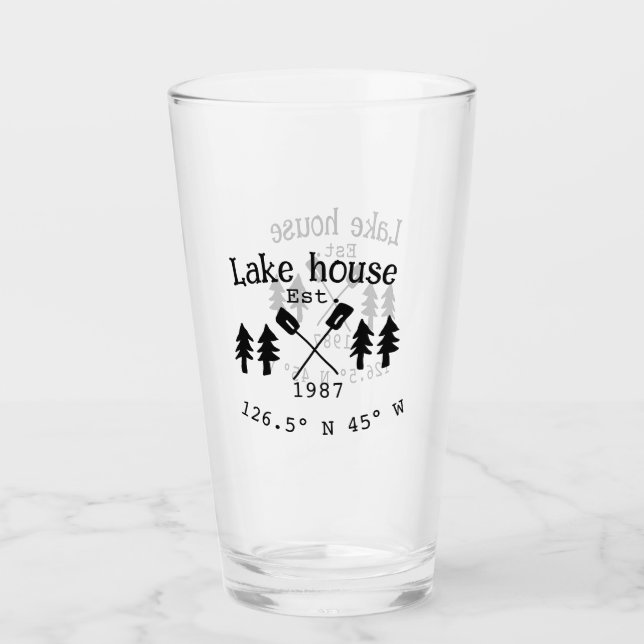 Lake house ets. Date year custom coordinates add n Glass (Front)