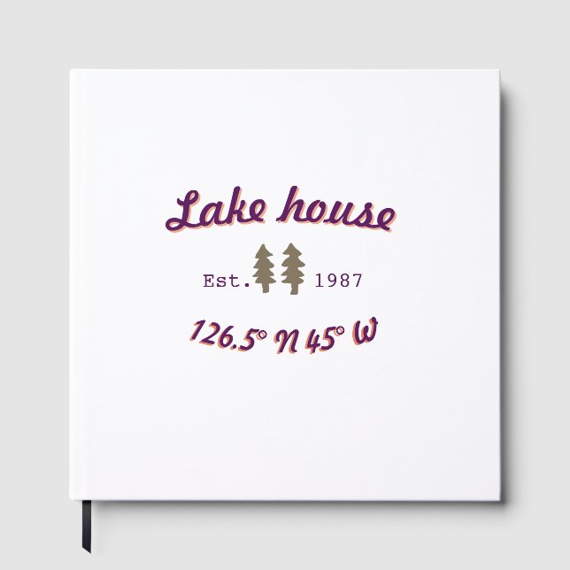 Lake house ets. Date year custom coordinates add n Guest Book (Front)