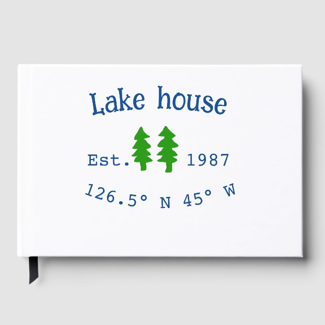 Lake house ets. Date year custom coordinates add n Guest Book (Front)