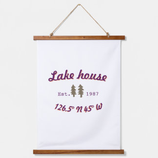 Lake house ets. Date year custom coordinates add n Hanging Tapestry
