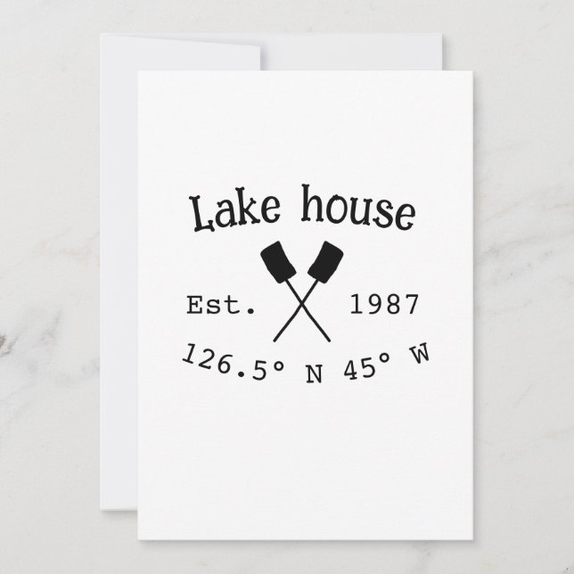 Lake house ets. Date year custom coordinates add n Holiday Card (Front)