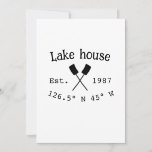 Lake house ets. Date year custom coordinates add n Holiday Card
