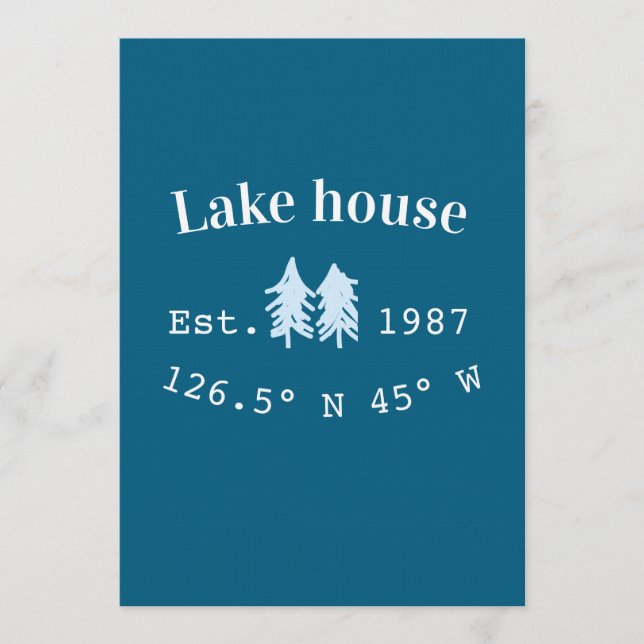 Lake house ets. Date year custom coordinates add n Invitation (Front)