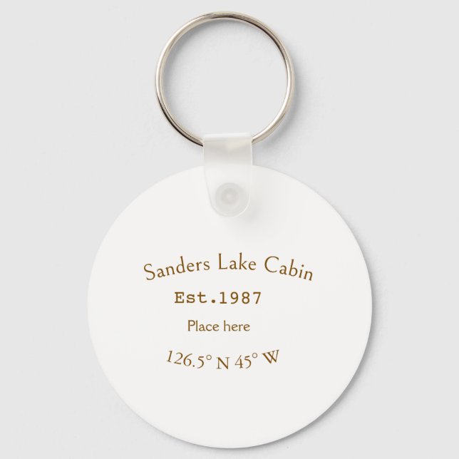 Lake house ets. Date year custom coordinates add n Keychain (Front)