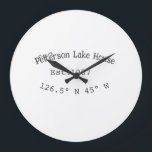 Lake house ets. Date year custom coordinates add n Large Clock<br><div class="desc">Design</div>